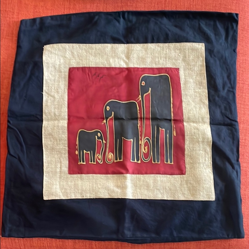 Silk/Linen Elephant Pillow Case